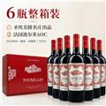 6瓶整箱装! 法国AOC波尔多大区级进口图塔波尔多干红葡萄酒 聚餐送礼宴请 750mlx6